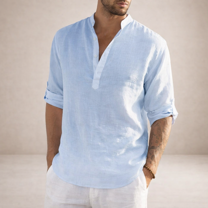 Chemise lin homme | Coupe régulière, manches longues, col officiel
