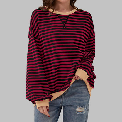 Sweat-shirt rayé femme manches longues | Confort doux, coupe moderne