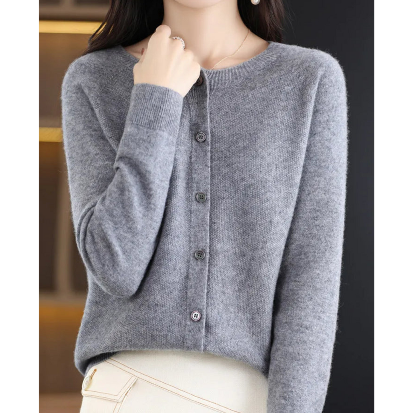 Cardigan femme | Boutons, col rond | Hiver