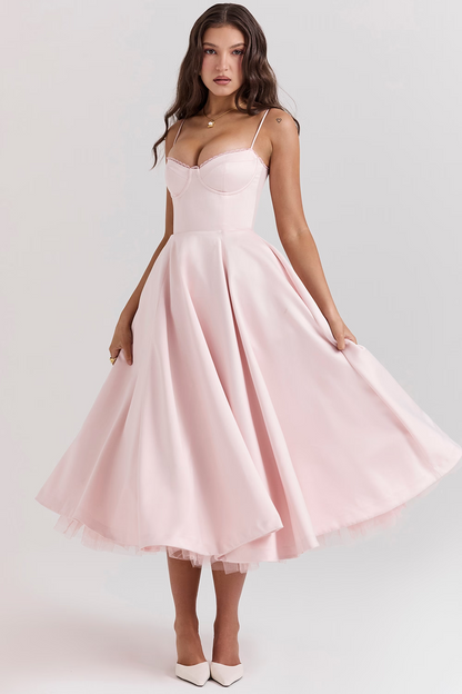 Amarielle - Robe Midi Élégante - Corset - Jupe Évasée - Robe de Bal