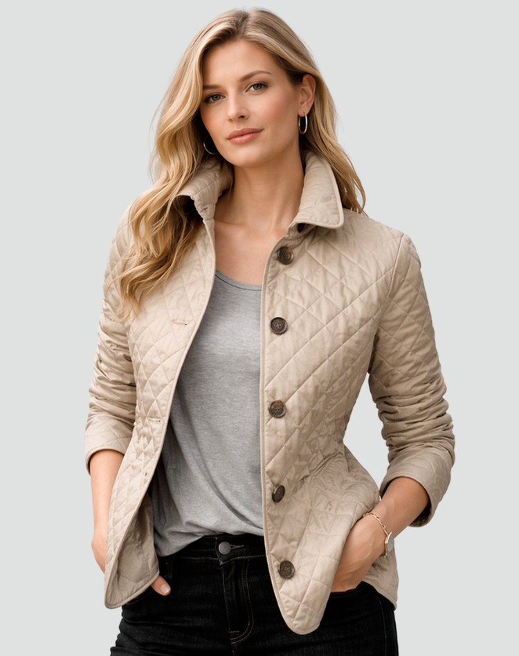 Veste matelassée femme col et boutons coupe régulière mi-saison