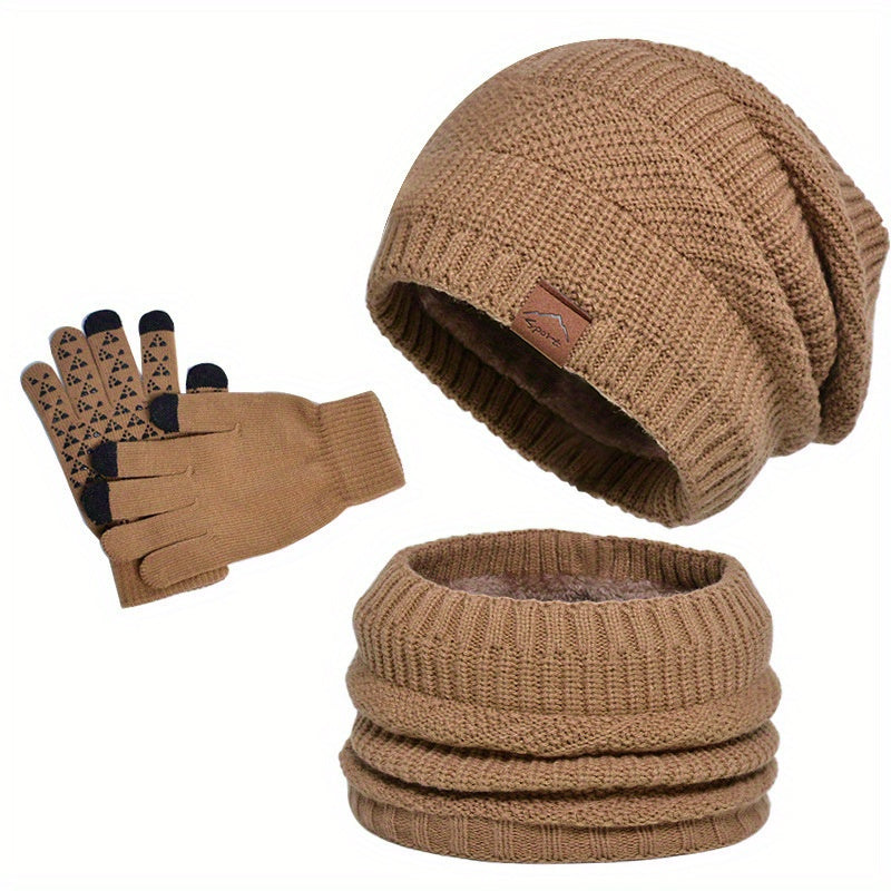 Ensemble hiver homme 3 pièces bonnet écharpe gants coordonnés