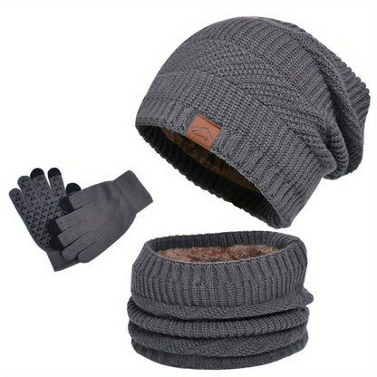 Ensemble hiver homme 3 pièces bonnet écharpe gants coordonnés