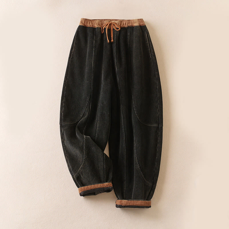 Pantalon velours femme taille élastique sarouel doublé polaire