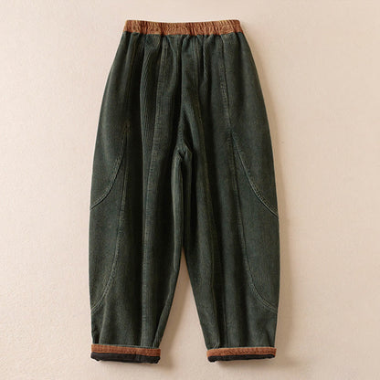 Pantalon velours femme taille élastique sarouel doublé polaire