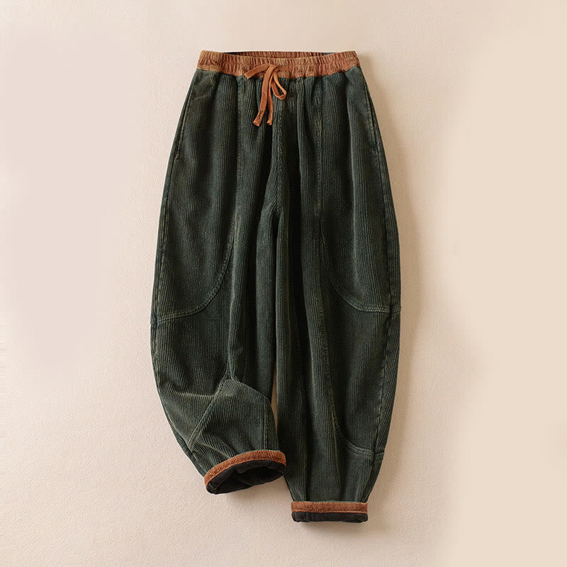 Pantalon velours femme taille élastique sarouel doublé polaire