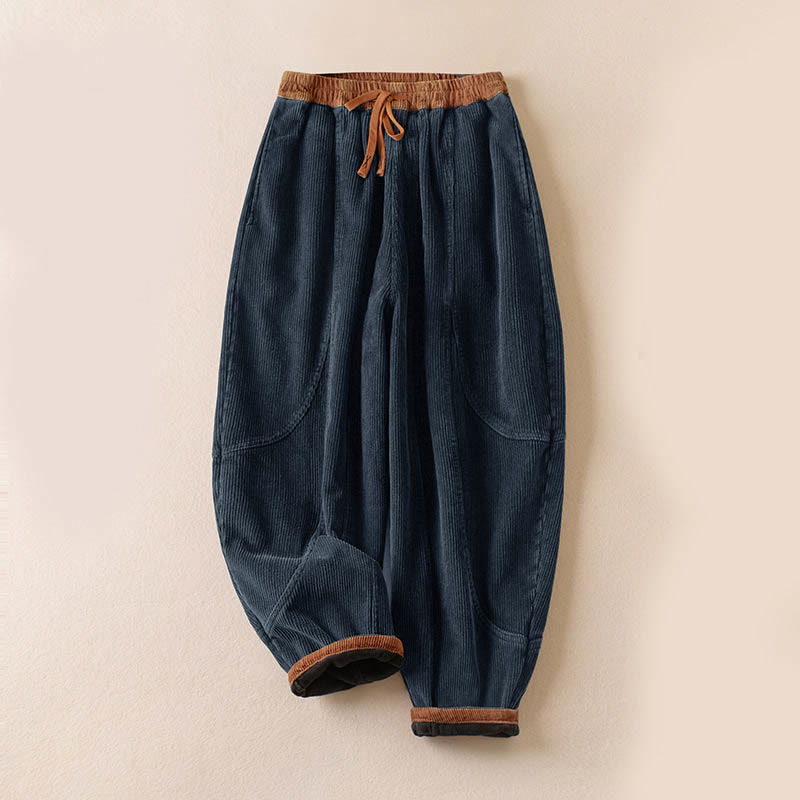 Pantalon velours femme taille élastique sarouel doublé polaire