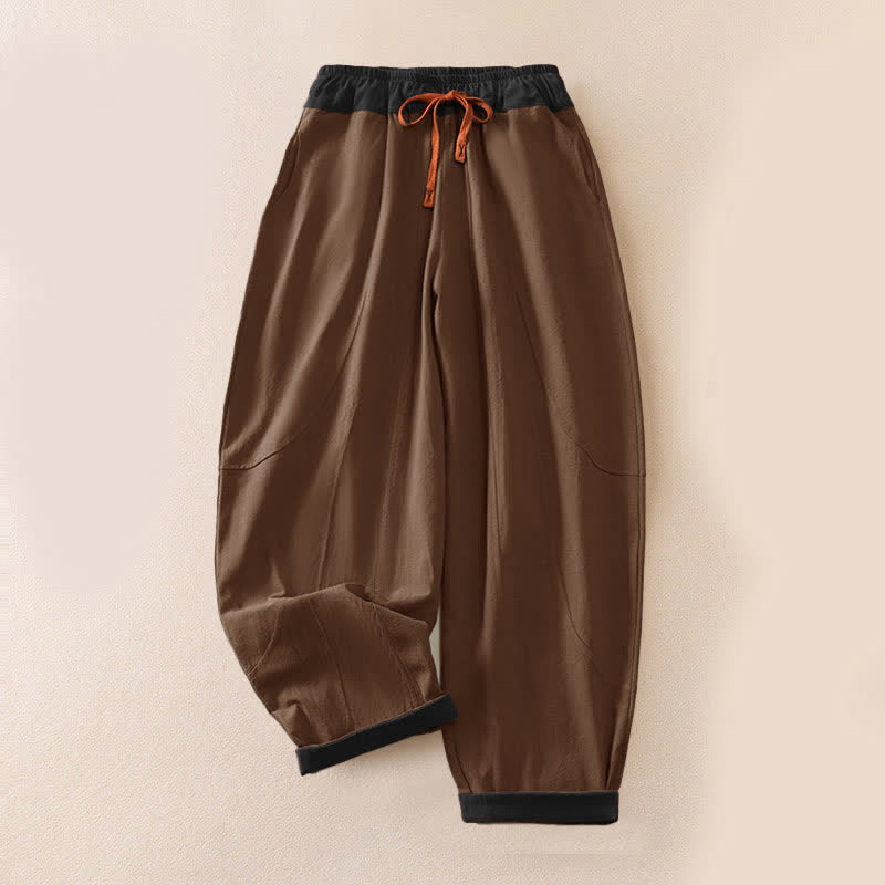 Pantalon velours femme taille élastique sarouel doublé polaire