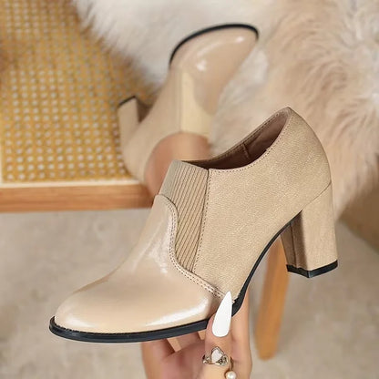 Bottines Femme | Cuir, Talons Épais | Noires