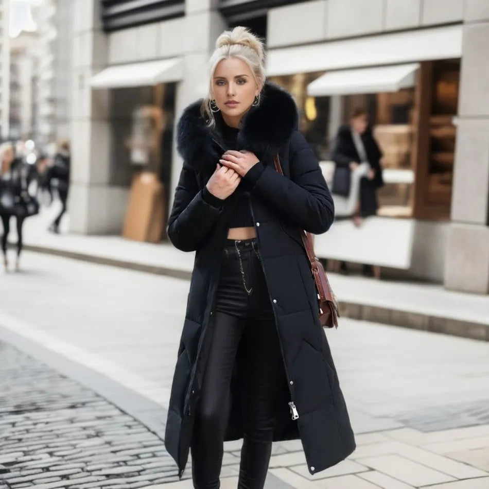 Manteau d'Hiver Stilla - Capuche en Fourrure Chaude - Élégant & Confortable
