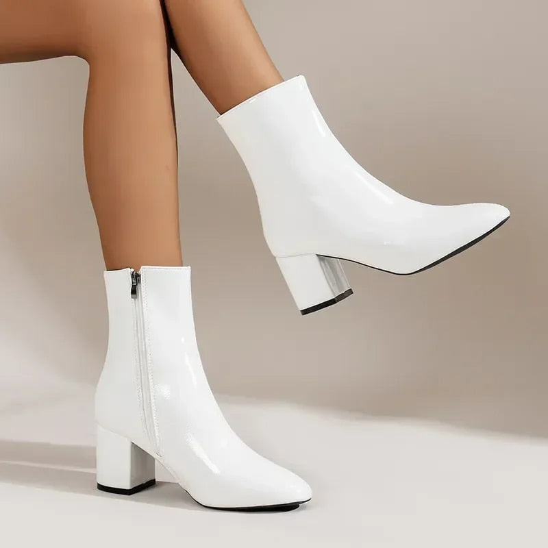 Bottines à Talon Femme | Bout Pointu, Fermeture Zippée | Style Élégant