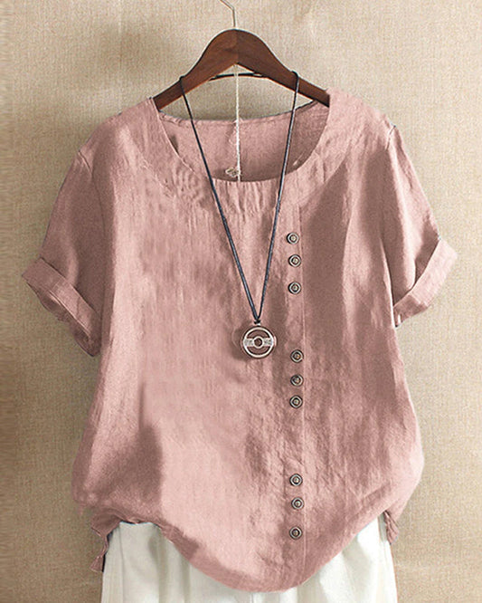 Vera - T-shirt Col Ronde - Confort Quotidien - Style Élégant-Farro Mode-PARIS FEMME