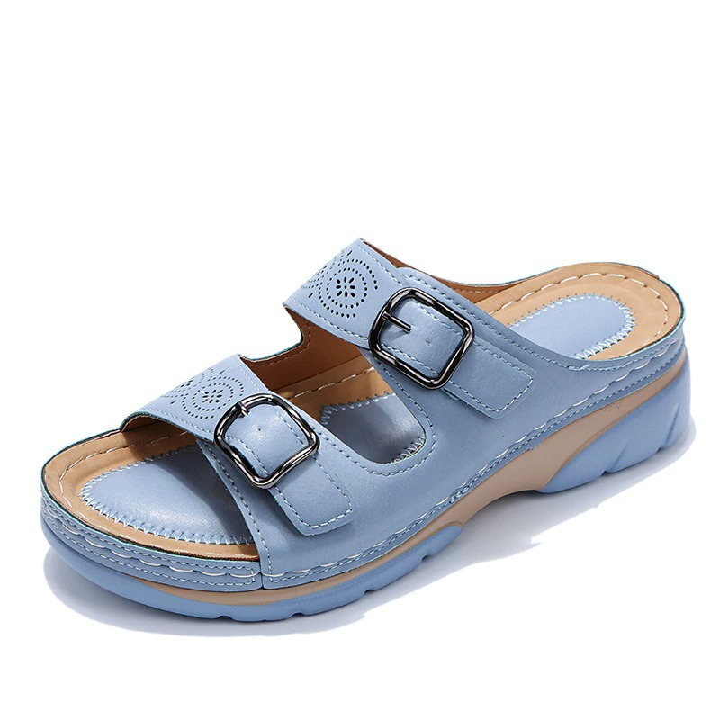 Sandales Confort Femme | Doubles Boucles Ajustables, Semelle Ergonomique | Mule