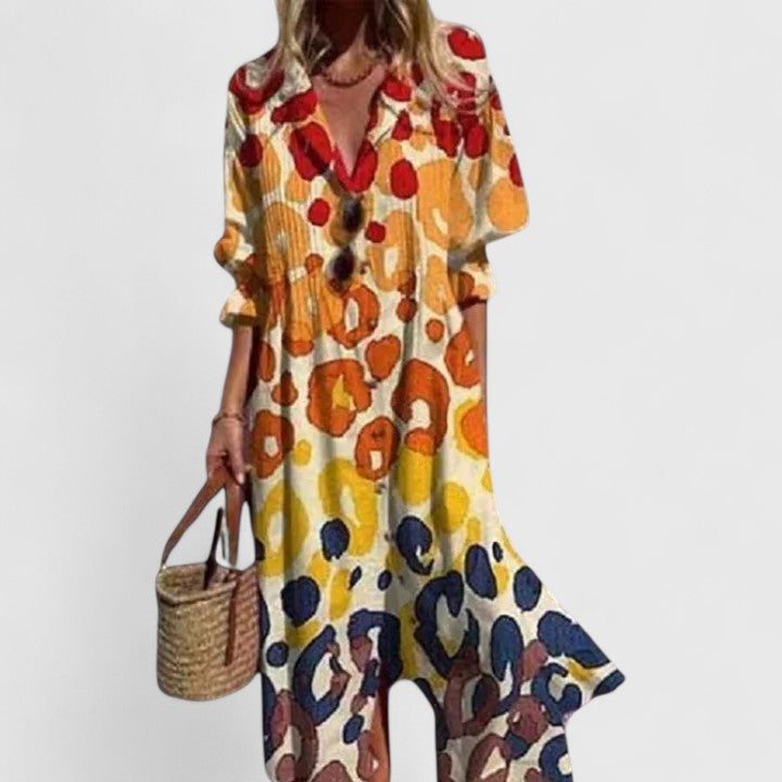 Robe boho femme colorée coupe fluide imprimés vibrants