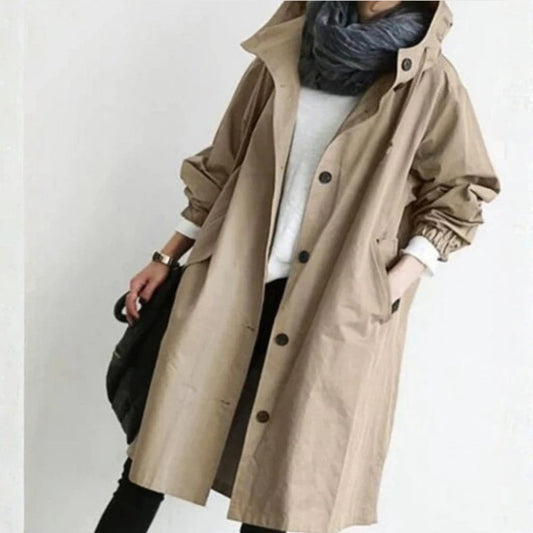 Manteau long femme | Streetwear urbain, fermeture boutonnée