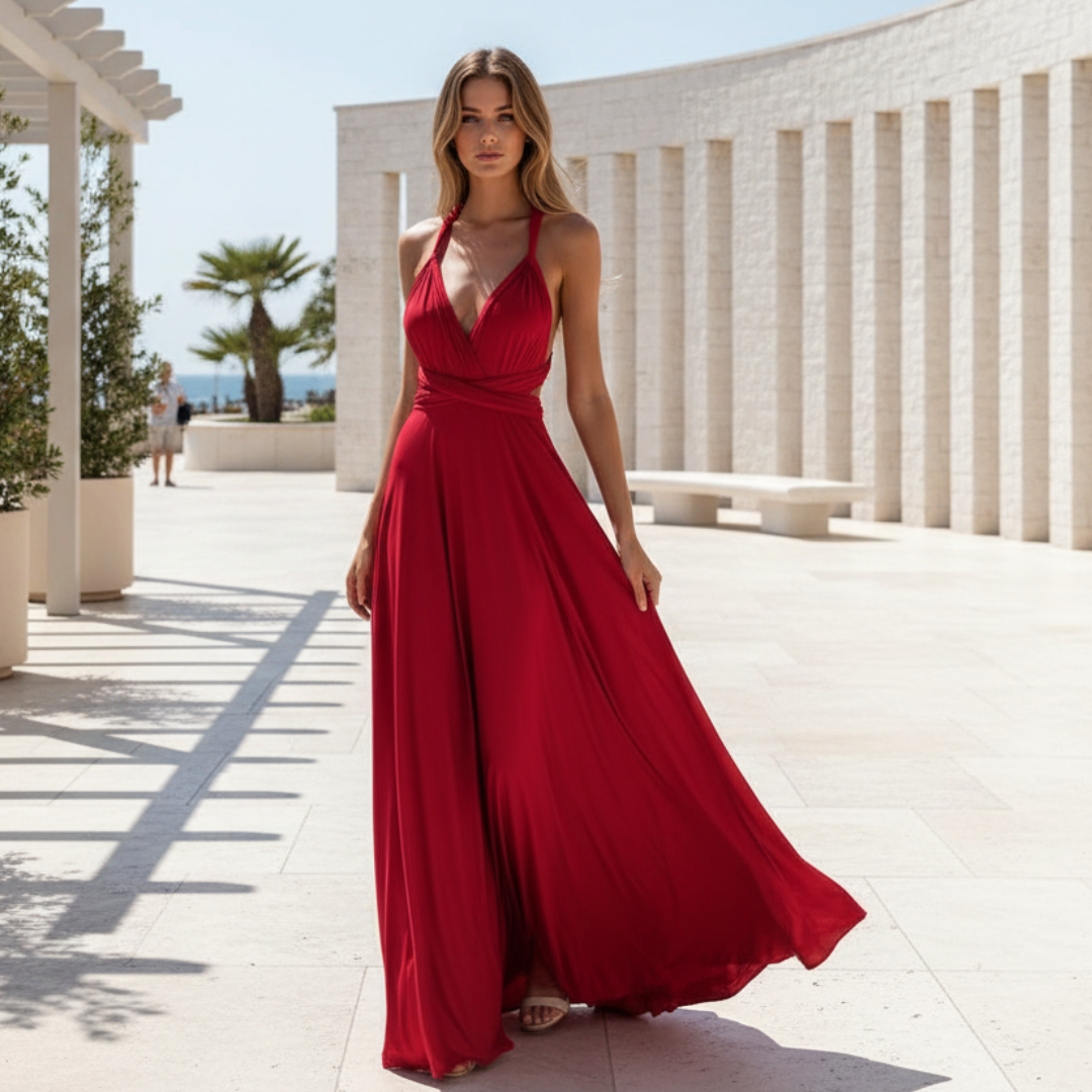 Robe de soirée maxi Marie - croisée - dos dénudé