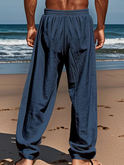 Pantalon Homme Lin – Coupe Décontractée Taille Élastique