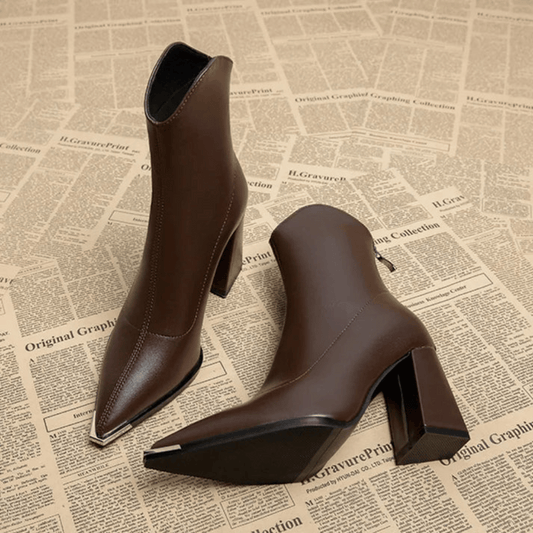 Bottes en cuir à talons - Élégance et confort - ELOMBE™-Chaussures-PARIS FEMME