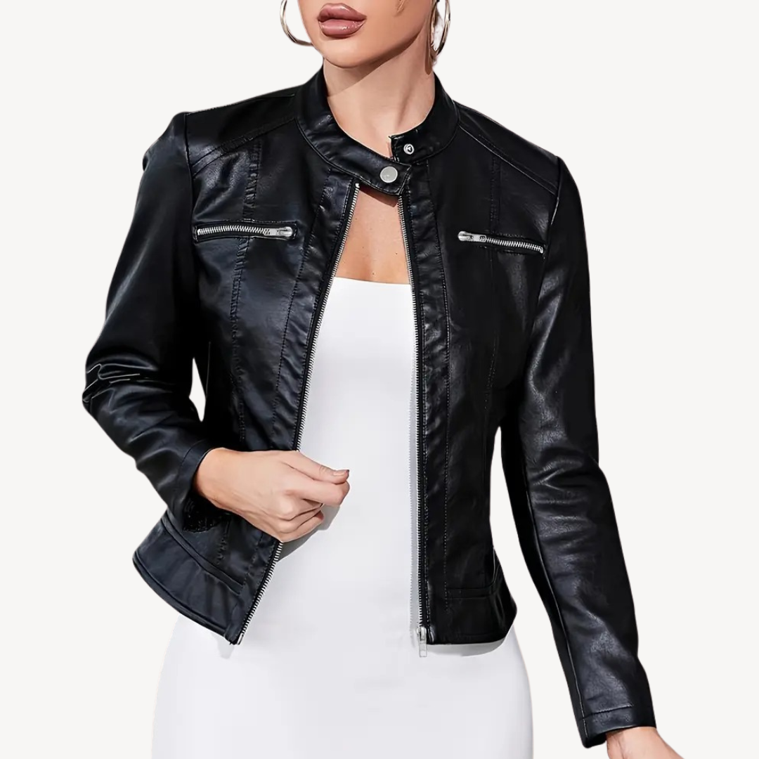 Veste de Cuir Femme | Noir, Motard Classique
