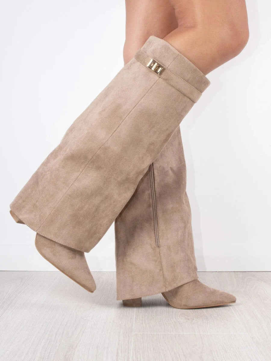 Bottes hautes en suède élégantes - Mode femme - Chic et confort-Chaussures-PARIS FEMME