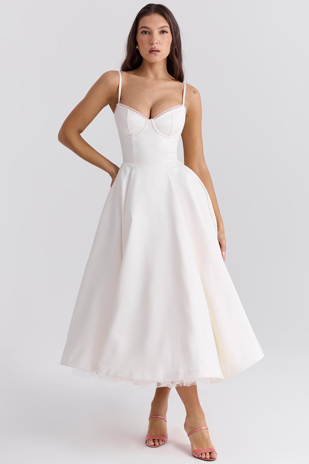 Amarielle - Robe Midi Élégante - Corset - Jupe Évasée - Robe de Bal