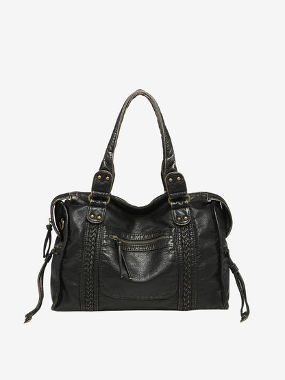 Sac à Main Noir Femme | Bandoulière Cuir Synthétique | Poches à Fermeture