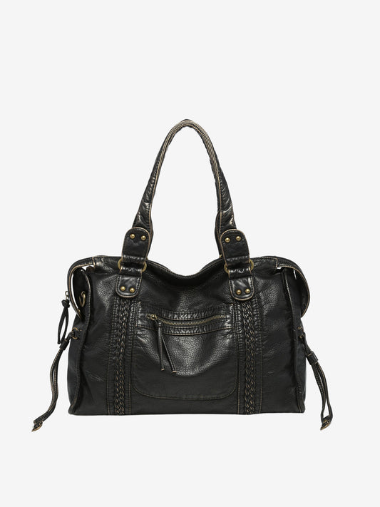 Sac à Main Noir Femme | Bandoulière Cuir Synthétique | Poches à Fermeture