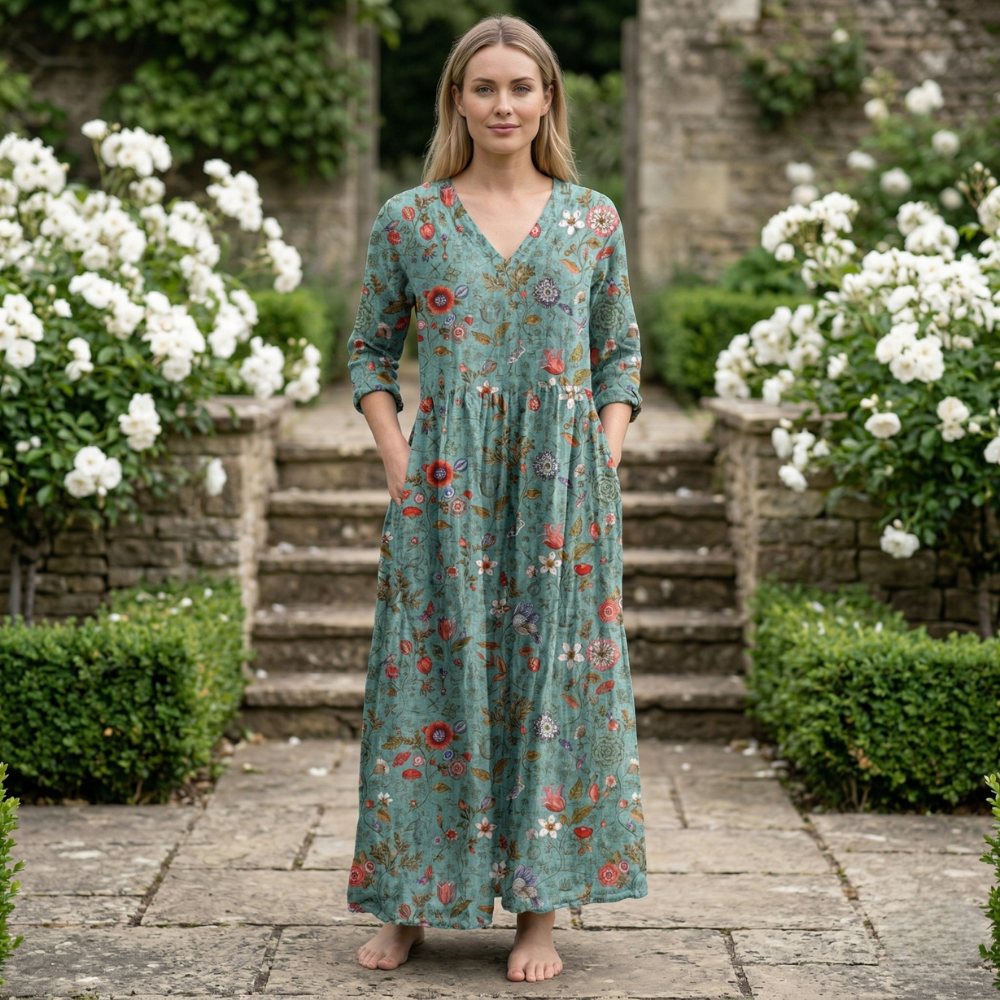 Robe d'Été pour Femme | V-Neck Floral | Légère, Élégante, Confortable