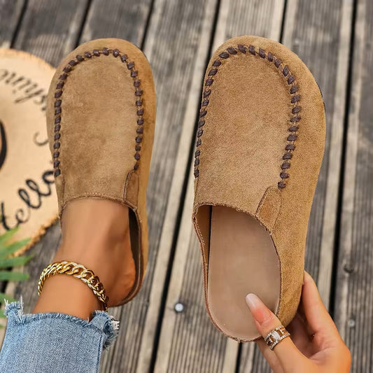 Women cushioned walking shoes breathable with flexible sole and rounded toe