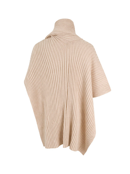 Sweater femme col montant asymétrique coupe ample couleur unie