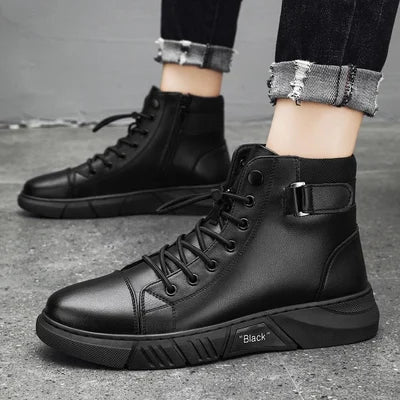Bottes en cuir noir | Homme, imperméable, usage polyvalent