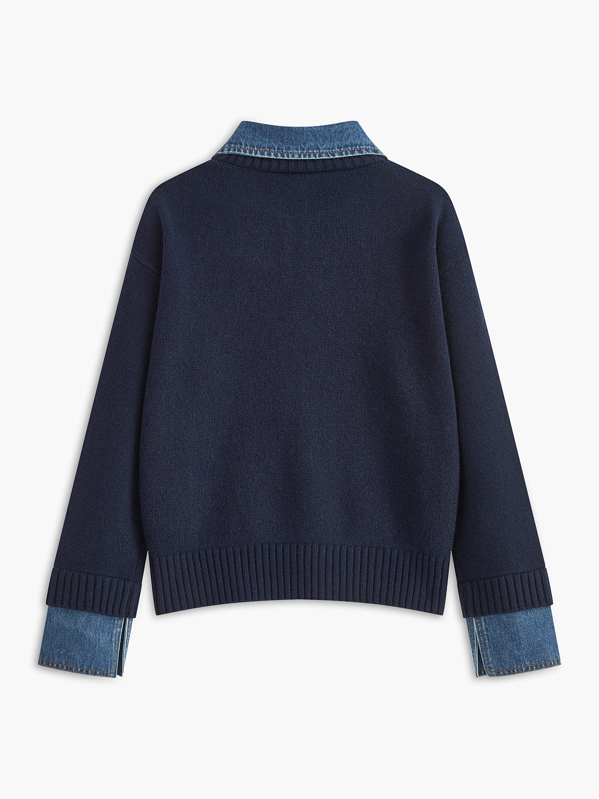 Sweater femme tricot 2 en 1 col revers boutonnée coupe droite