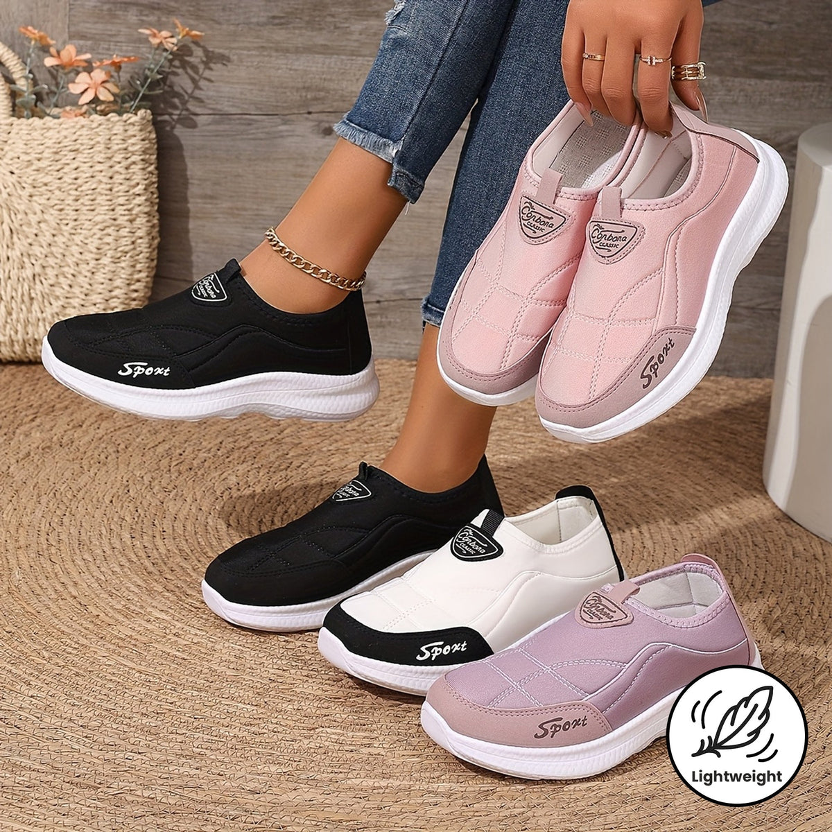 Women orthotic walking sneakers with arch support and cushioned sole