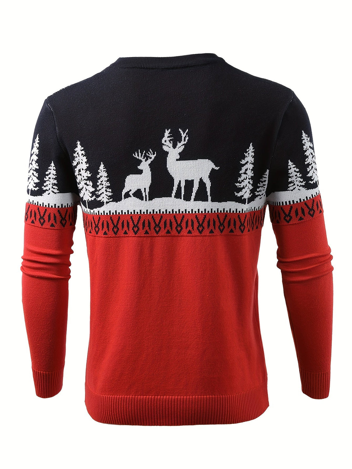 Pull de noël homme renne en maille avec motif sapin et col rond