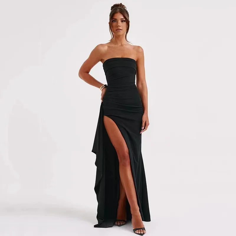 Robe Maxi Longue Noire - Sans Bretelles - Élégante - Soirée
