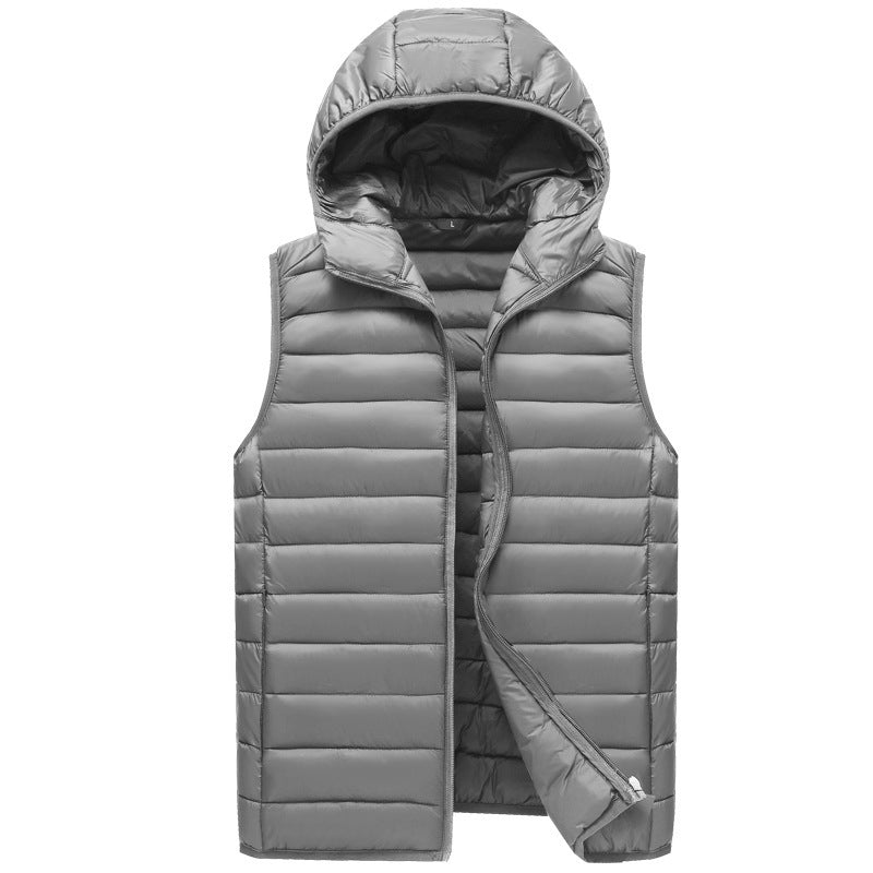 Doudoune sans manches homme imperméable à capuche thermique avec poches zippées
