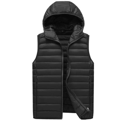 Doudoune sans manches homme imperméable à capuche thermique avec poches zippées