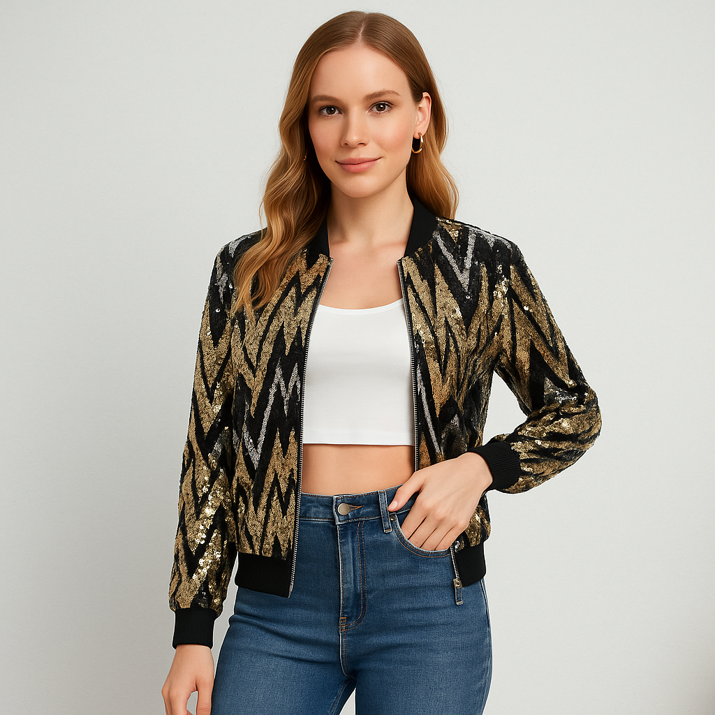 Thea Bomber Jacket - Paillettes - Style Unique - Confort