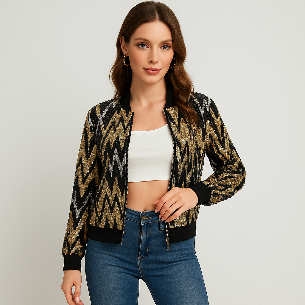 Thea Bomber Jacket - Paillettes - Style Unique - Confort