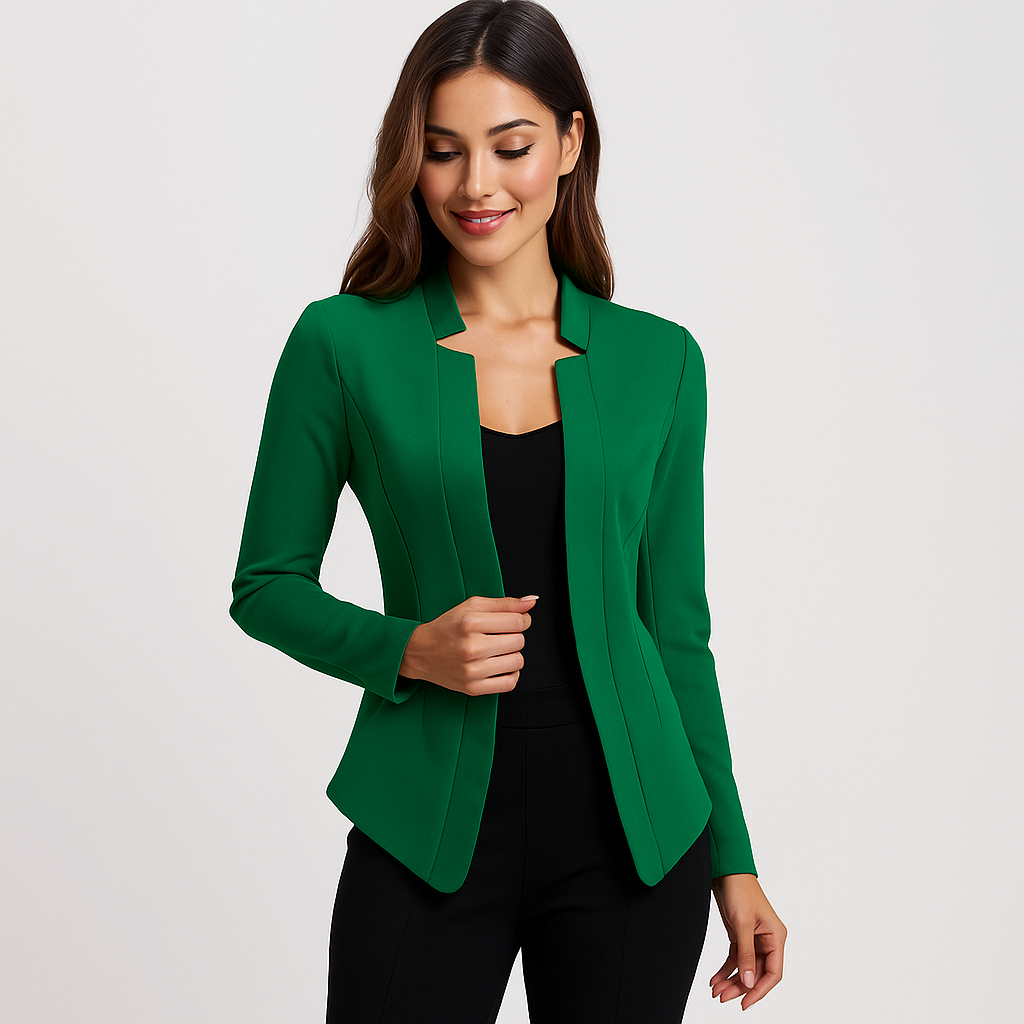 Blazer Femme Ajusté Élégant à Col Notch