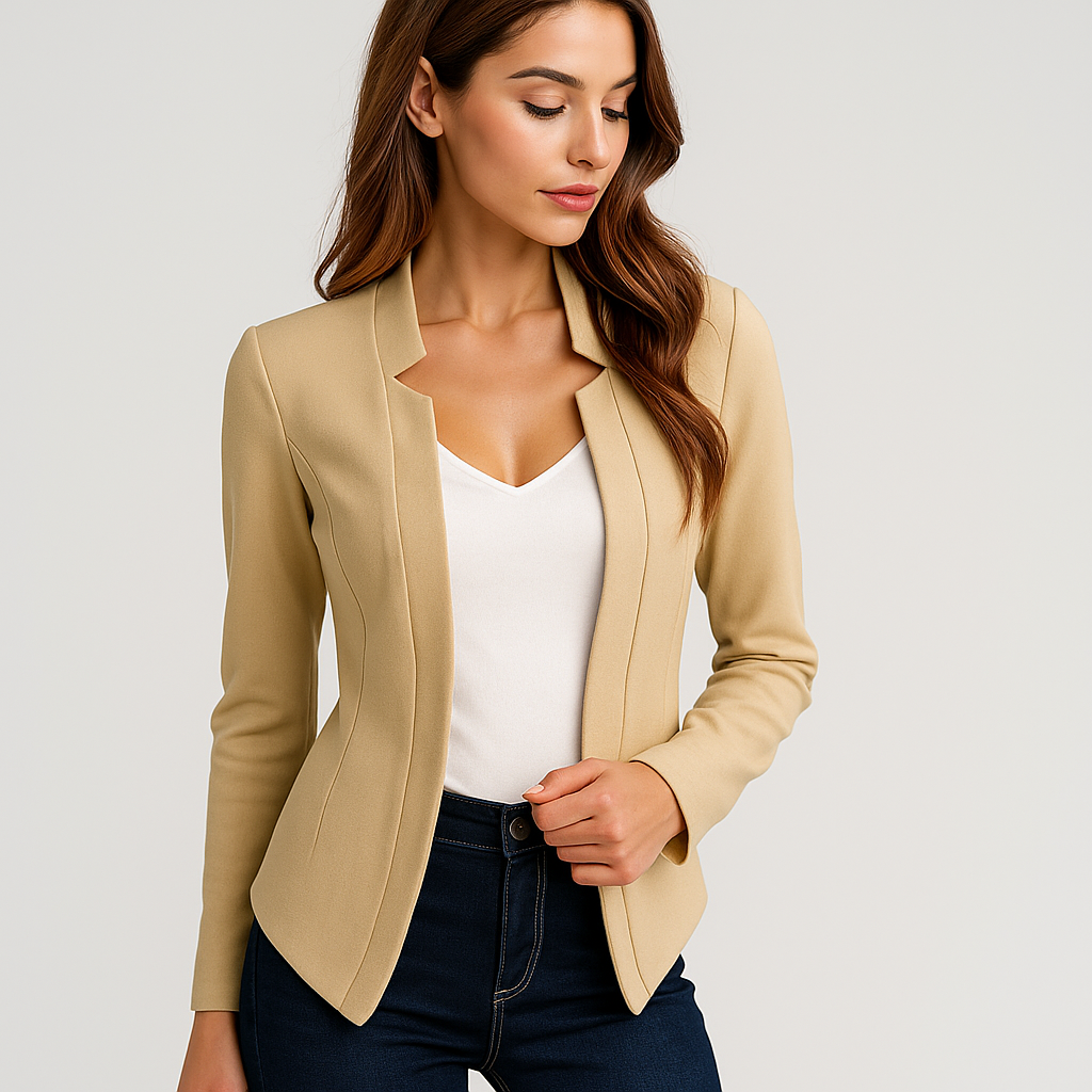 Blazer Femme Ajusté Élégant à Col Notch
