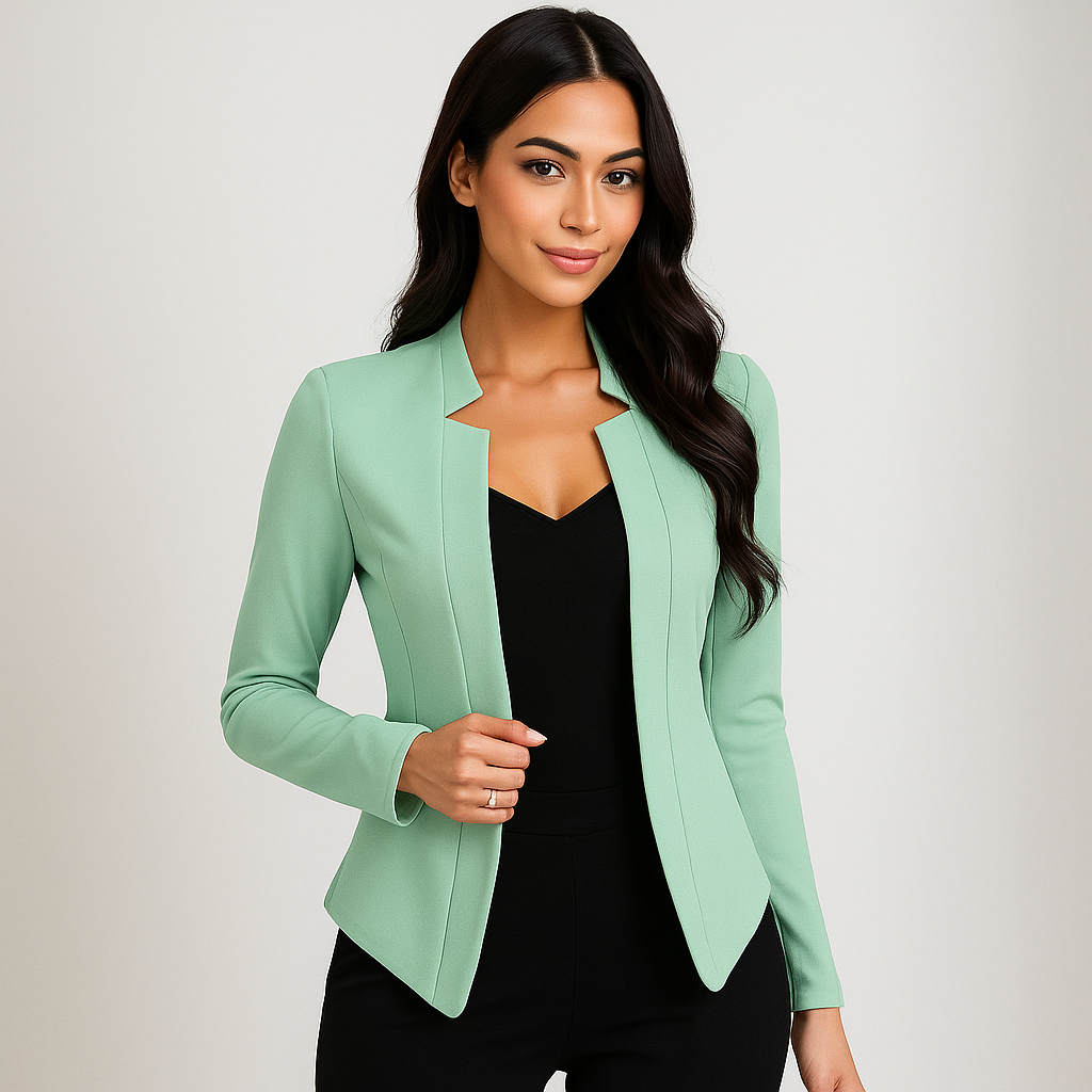 Blazer Femme Ajusté Élégant à Col Notch