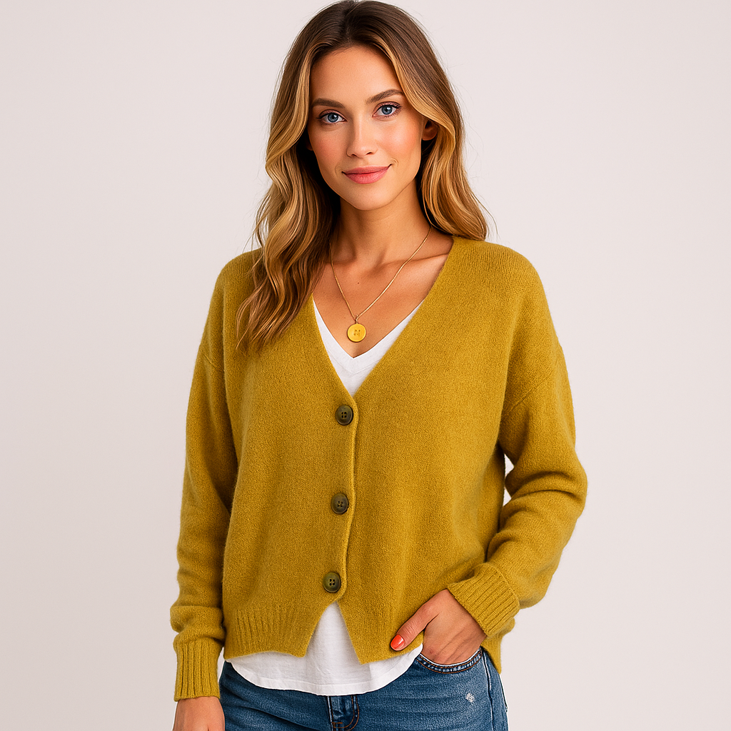 Cardigan V-Cou Stilla - Laine Douce Mélange - Style Confortable