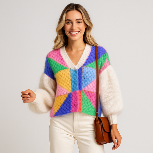 Stilla - Cardigan Douillet Multicolore - Confort Doux - Style Élégant & Chaleureux