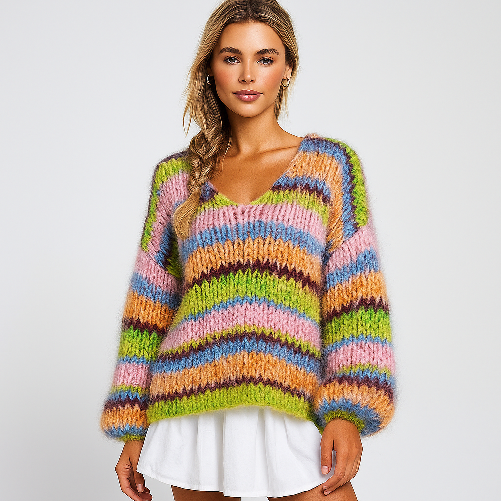 Stilla - Cardigan Douillet Multicolore - Confort Doux - Style Élégant & Chaleureux