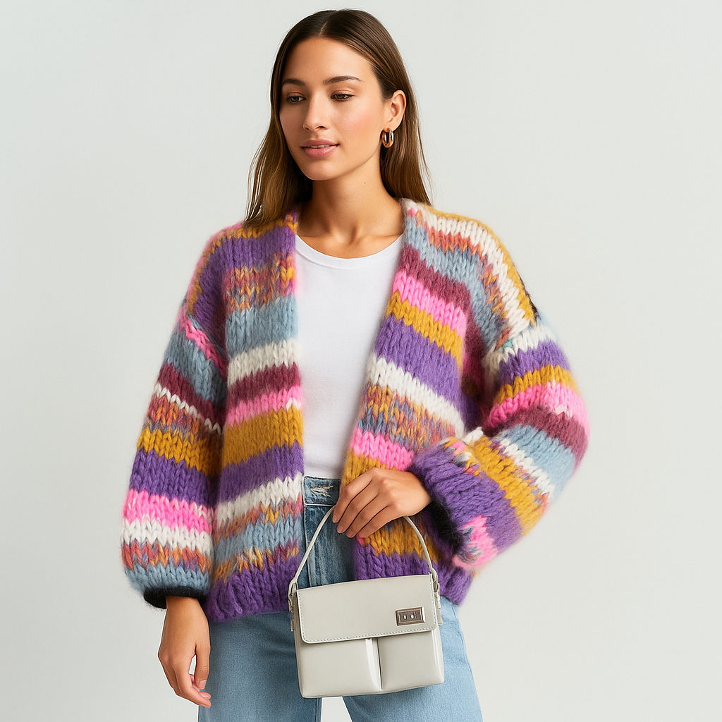 Stilla - Cardigan Douillet Multicolore - Confort Doux - Style Élégant & Chaleureux