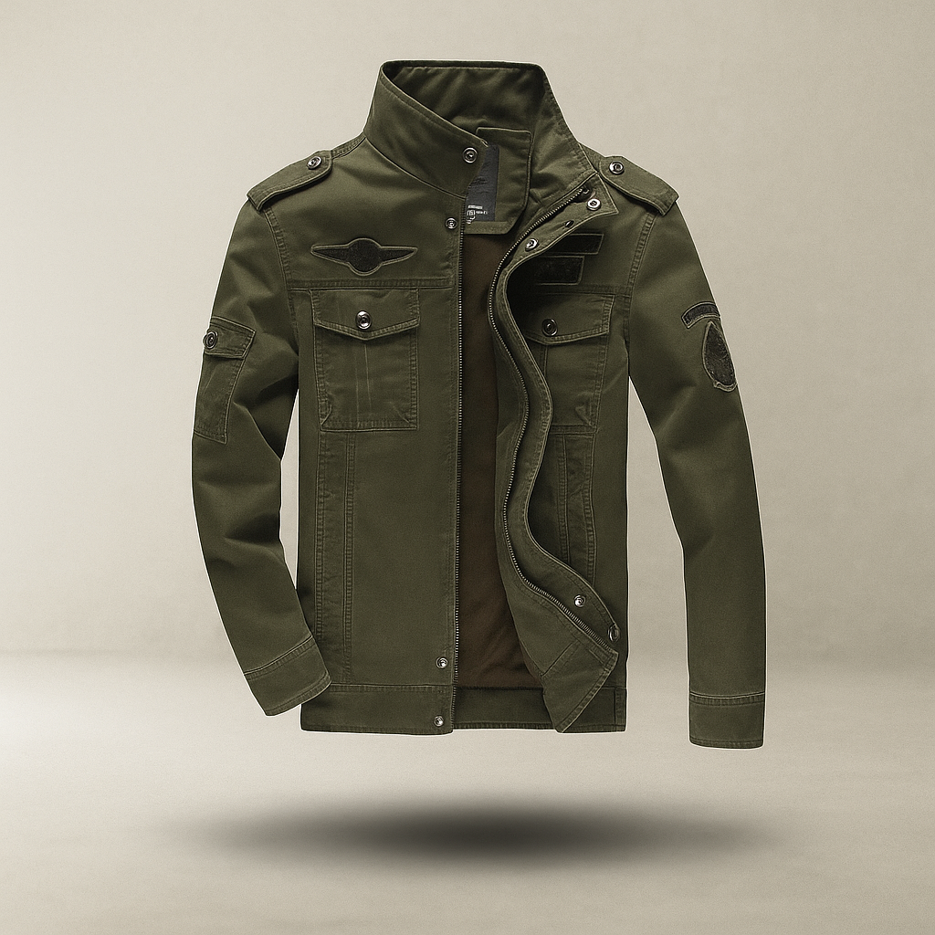 Veste militaire homme - col montant - design robuste - protection optimale