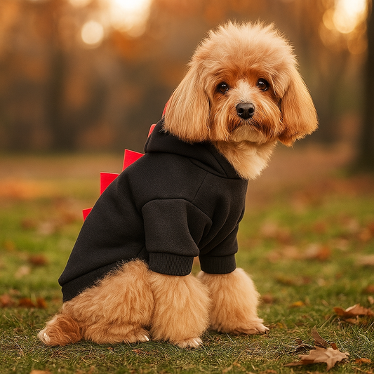 Hoodie Halloween Dinosaurier für Hund - Warmes Fleece Kostüm - Lustiges Outfit