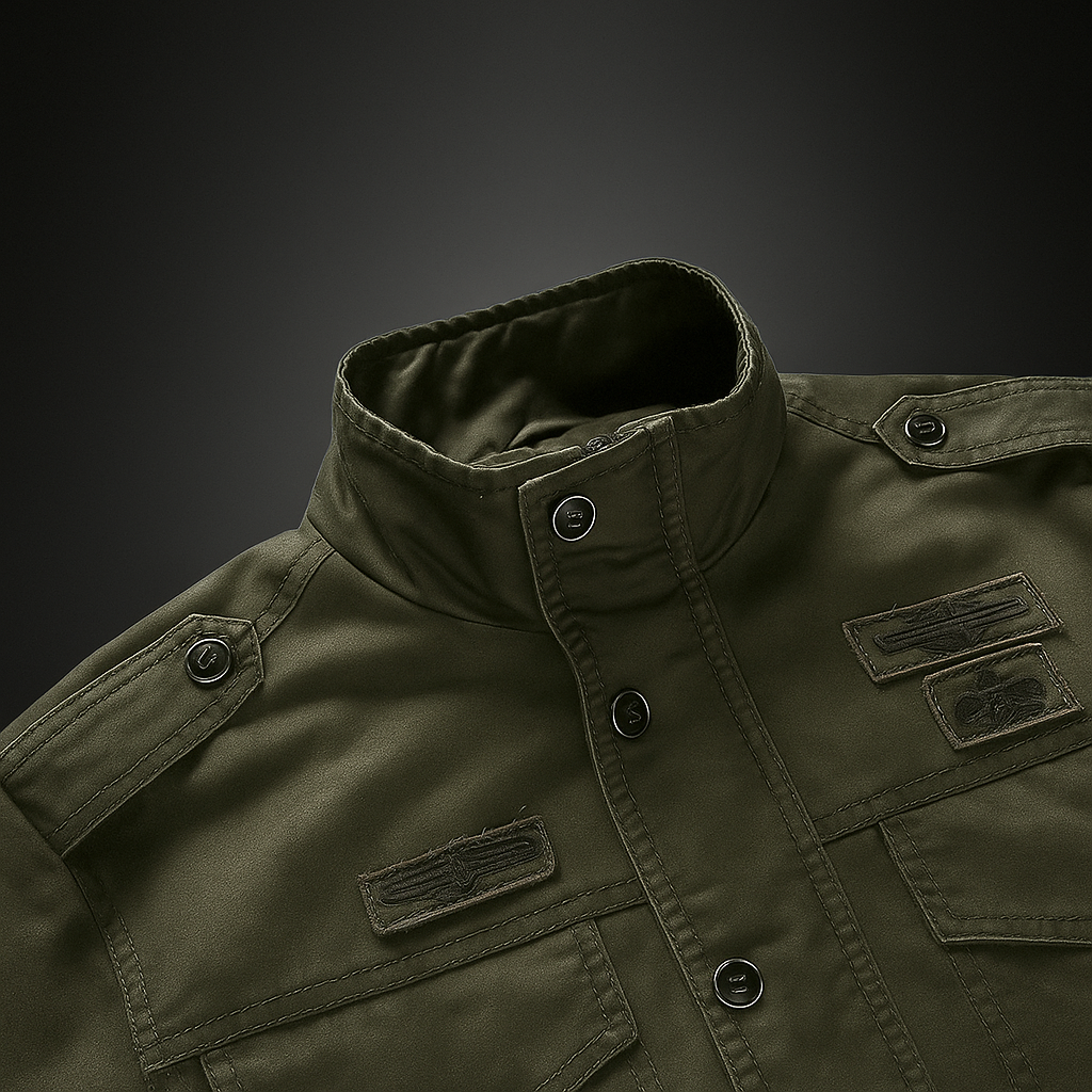 Veste militaire homme - col montant - design robuste - protection optimale