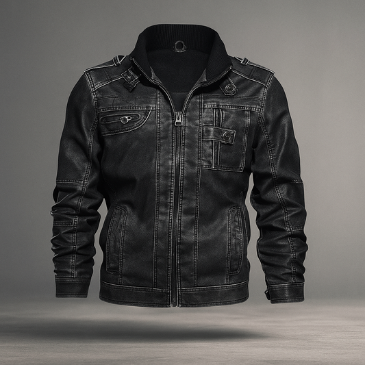 Veste Casual Cuir PU Homme - Chaude - Style Motocyclette - Confort